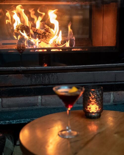 fireplace and cocktail