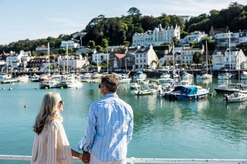 St Aubin Harbour with Somerville in the distance